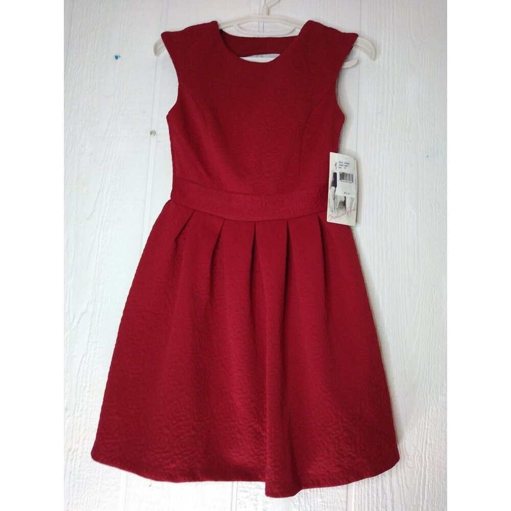 Honey and Rosie Dress Womens Sz S Ruby Red Rose Sleeveless Fit n Flare NEW